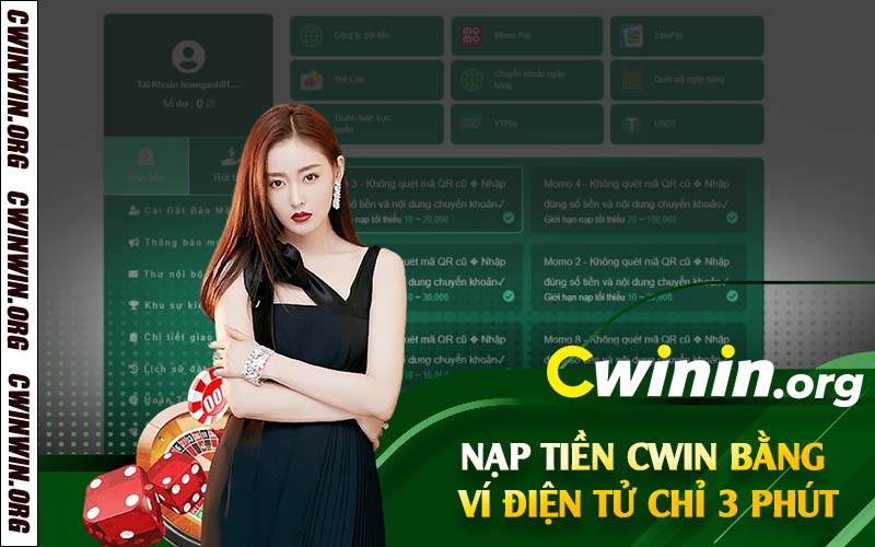 Nạp tiền Cwin bằng ví điện tử chỉ 3 phút